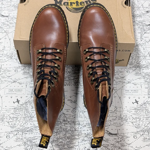 Dr. Martens Leona Platform Heeled Boots in Saddle Tan - Size 10 - Picture 7 of 10